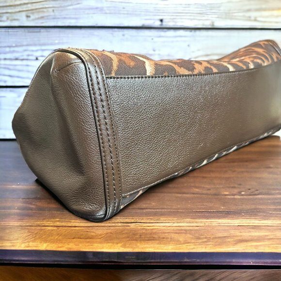 Coach Dark Brown Leopard Print Canvas and Leather Park Chain Ocelot Tote - Picture 7 of 12